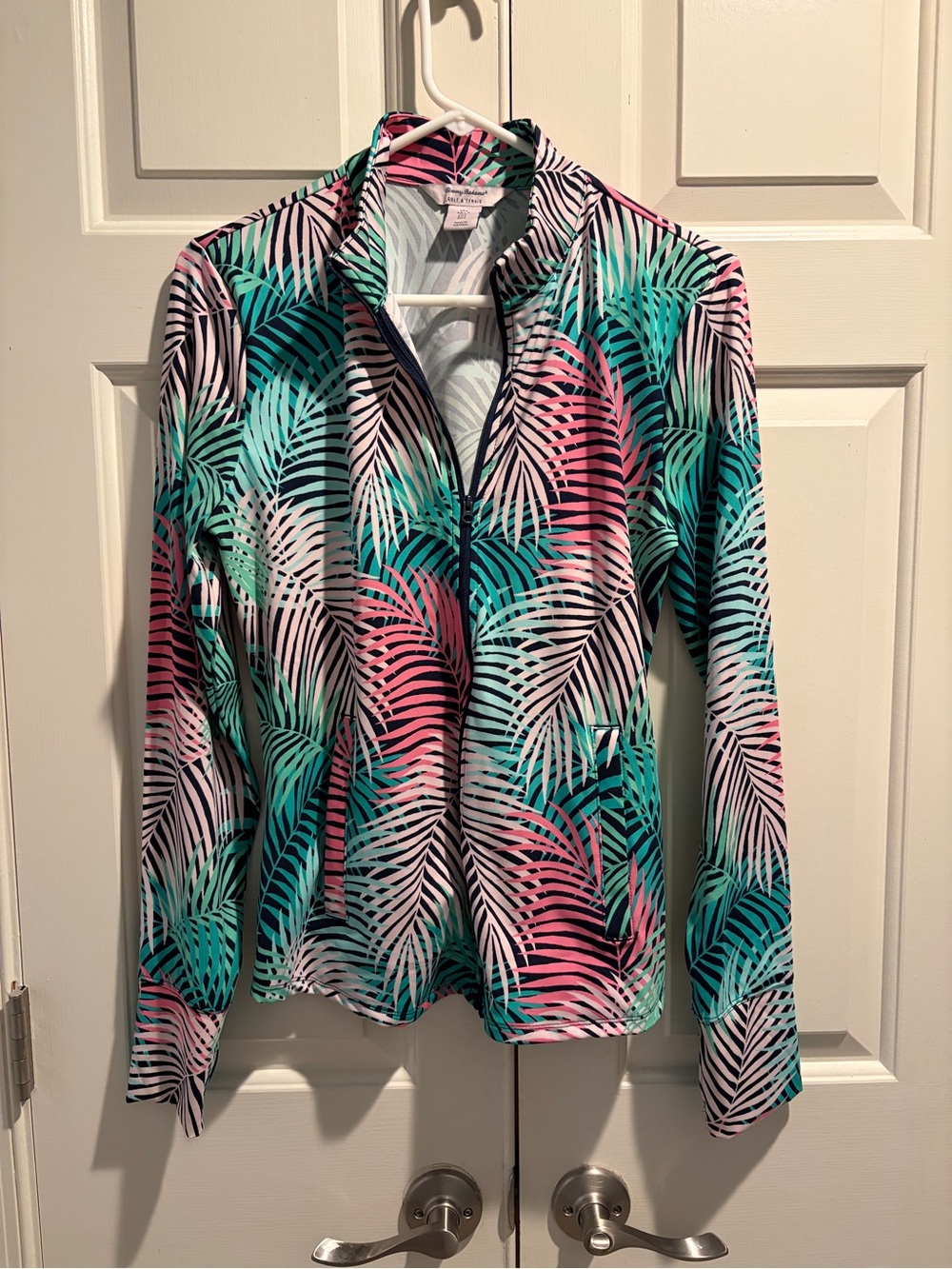 Tommy Bahama Palm Leaf Golf Jacket in Coral, Teal & Navy